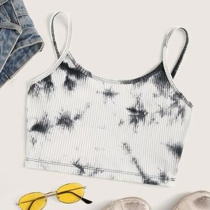 SHEIN Ribbed Tie-Dye Cropped Cami Top